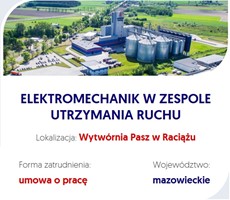 Elektromechanik w Zespole Utrzymania Ruchu